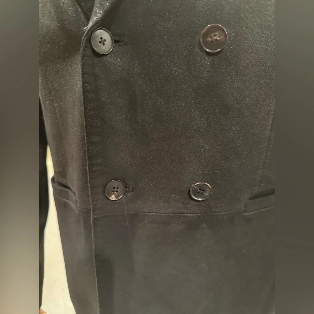 John Varvatos EUC Men's Size Eu 48 US 38 Black Double-Breasted Sheepskin Blazer - Picture 7 of 16